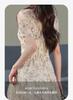 French Style Waist Cinched Round Neck Pleated Floral Dress