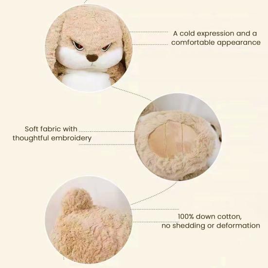 Large Angry Rabbit Plush Toy Soft Stuffed Animal Kawaii Fluff Bunny Dolls Room Decor Birthday Gifts