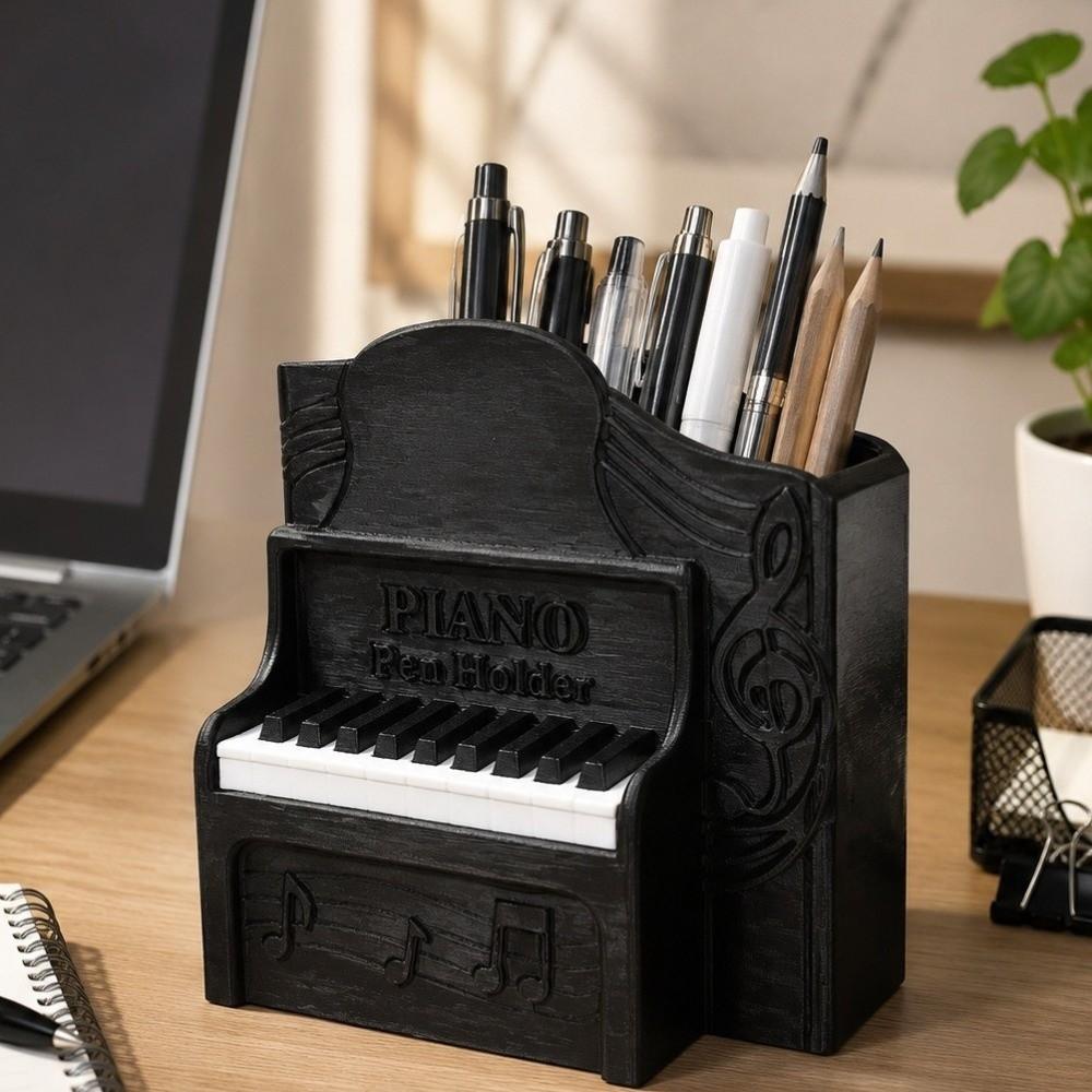 3D Printed Piano Pen Holder Unique Piano Ornament Creative Piano Shaped Storage Box Study Room