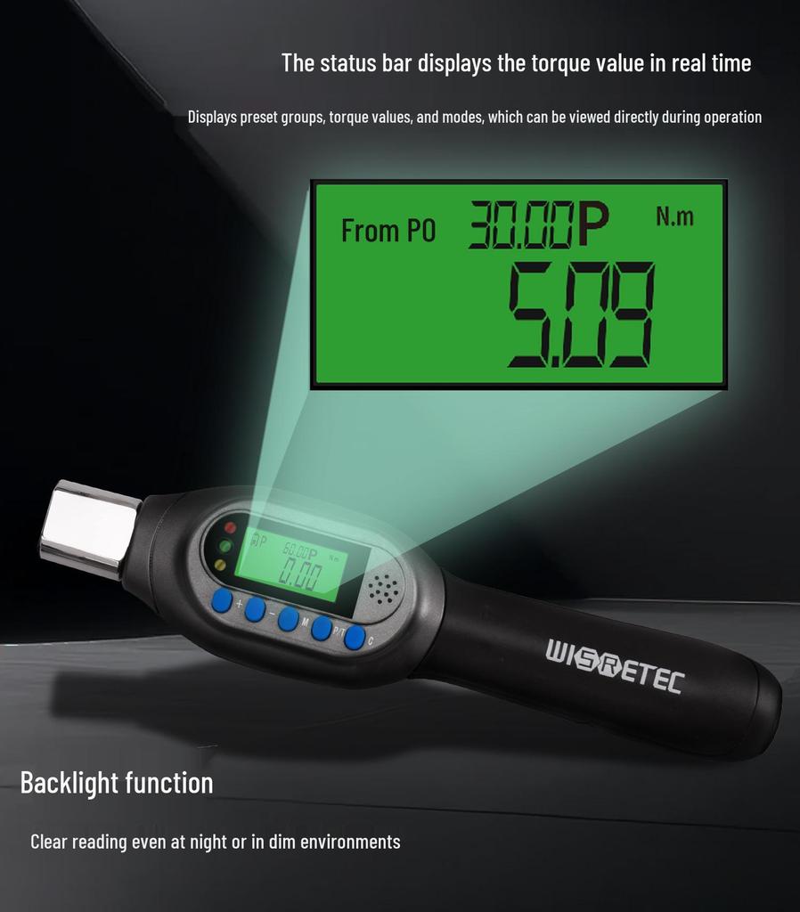 Adjustable High-Precision Digital Torque Wrench with Interchangeable Open-End Head
