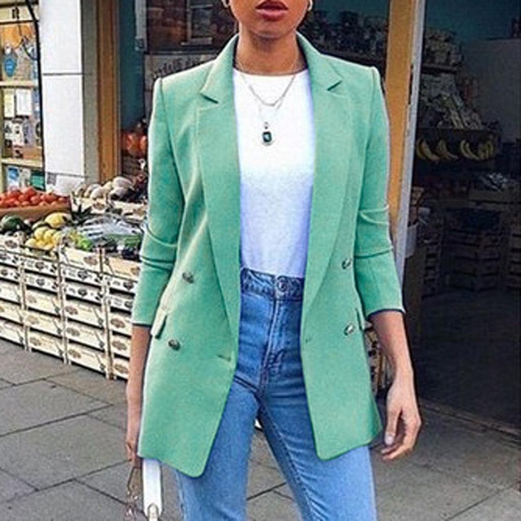 Women's Solid Colour Fashion Lapel Slim Fit Slit Pocket Cardigan Suit Coat