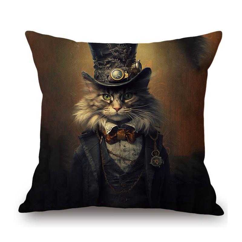 Alice Wonderland Rabbit Cat Lovely Cute Cartoon Character Home Decoration Sofa Throw Pillow Case Cotton Linen Car Cushion Cover