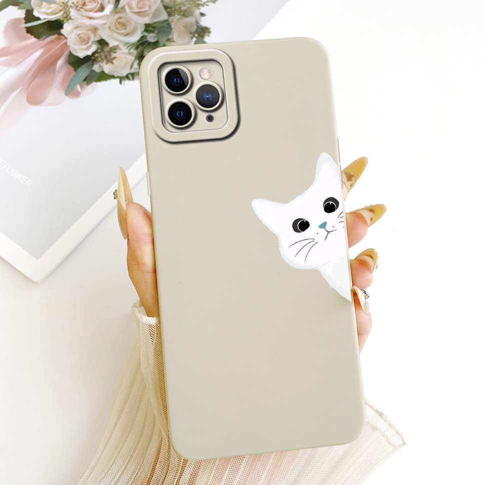 Чехол для iPhone 11 Pro Max A2218 Милый мультяшный узор Кошка Силиконовая задняя крышка Для iPhone 11Pro Max A2161 A2220 Чехлы для телефонов