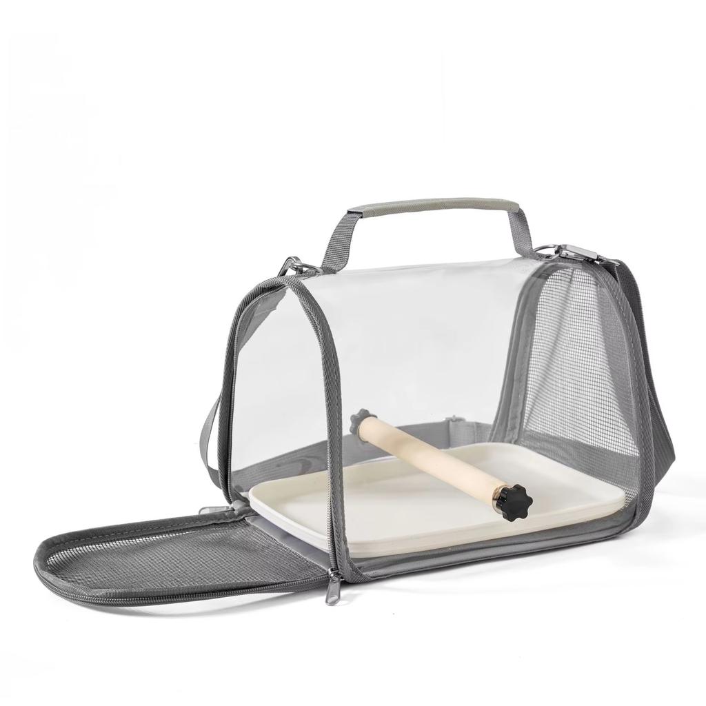 Kangdarpet Transparent Pet Bird Bag with Station Stick - for Parrots & Lizards, With Lizard Enclosure, for Outgoing & Travel