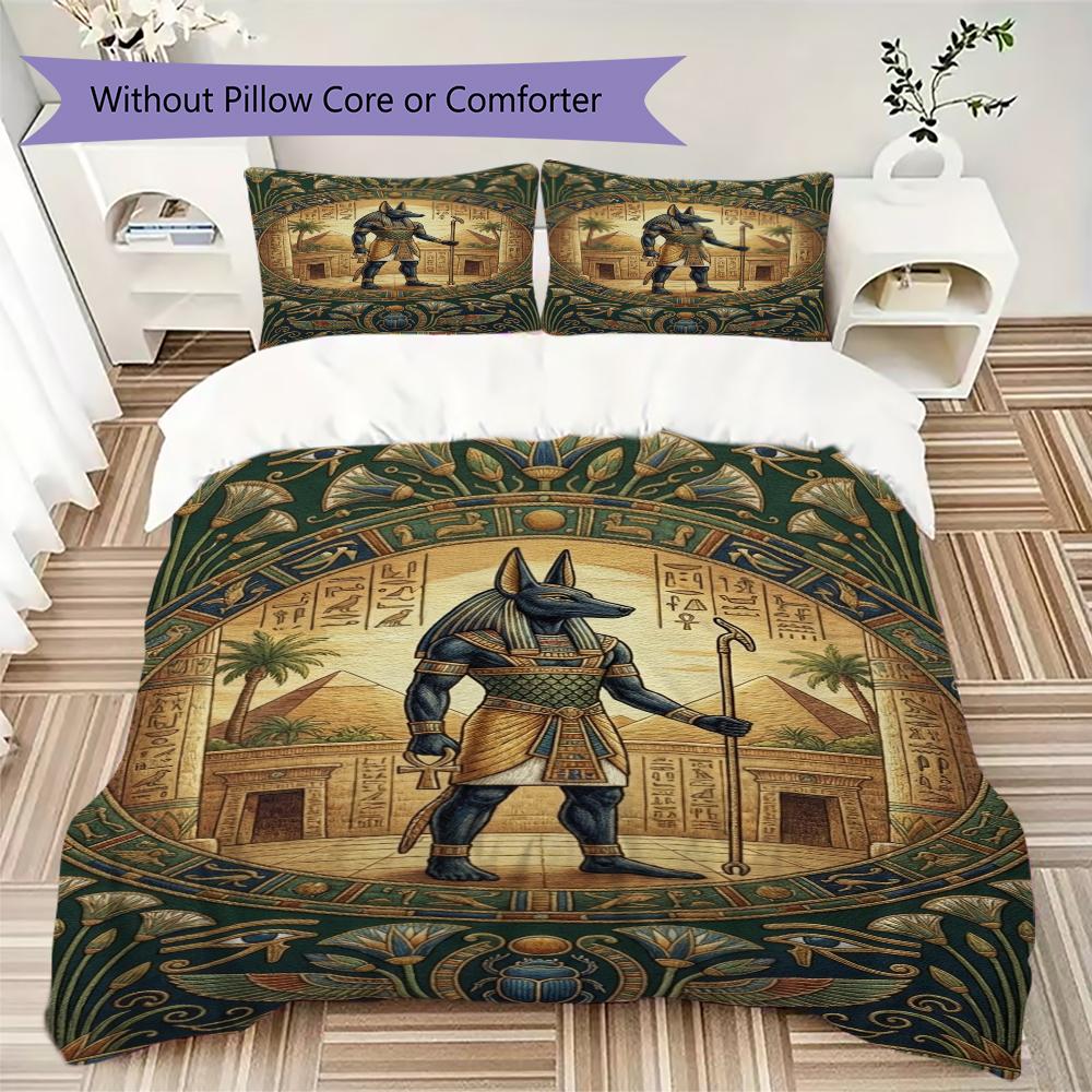 Anubis Pattern Bedding uilt Set uilt Cover Pillowcase Home Decoration Birthday Gift (1 * duvet cover + 2 * pillowcase without core)88