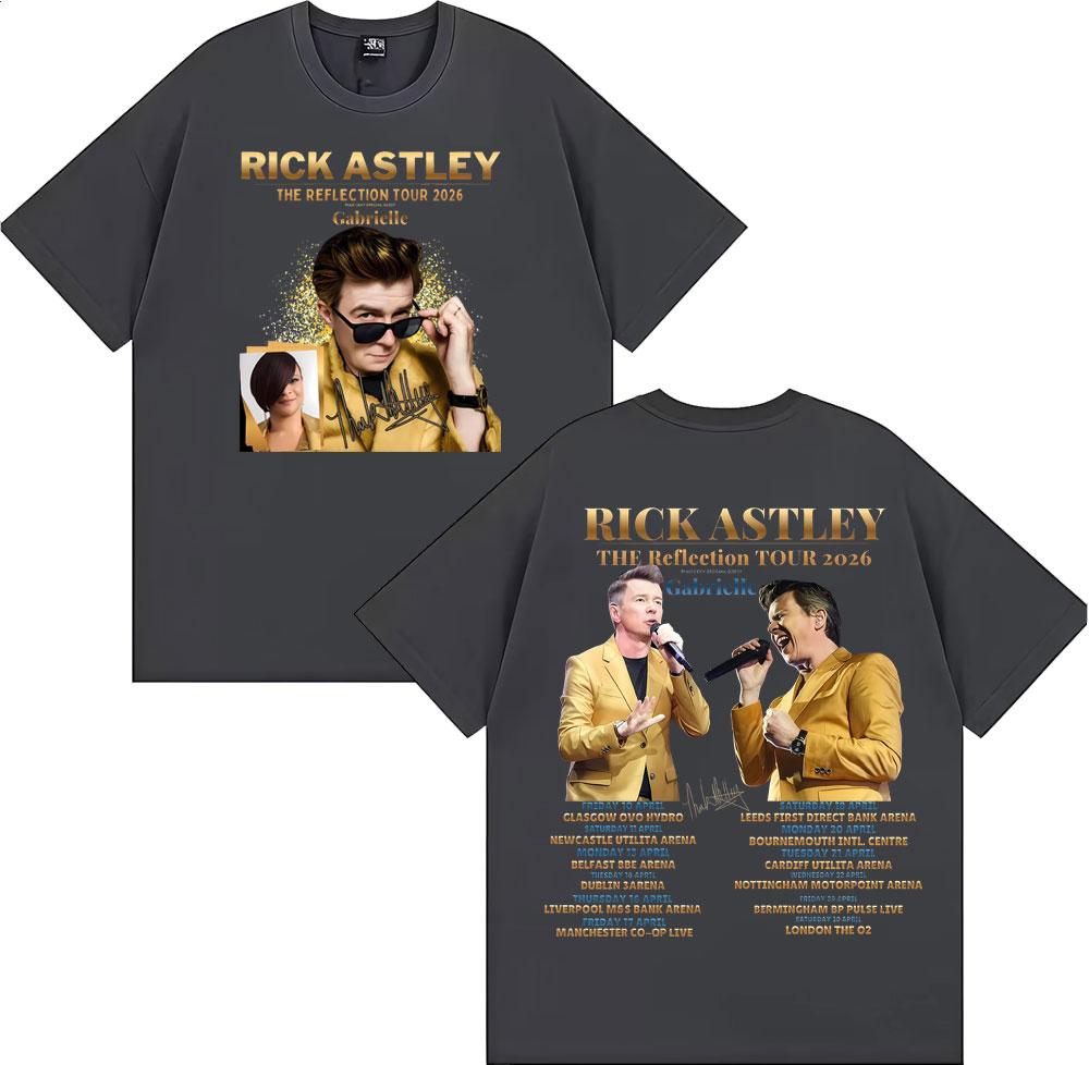 Rick Astley Reflection Tour 2026 Printed T Shirt Men Women Fashion Classic Comfort 100% Cotton T-Shirt Oversized O-Neck T-shirts