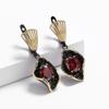 Luxurious Exaggerated Ruby Earrings for Women High Quality Black and Gold Earrings Anniversary Gift Attendance Party Jewelry