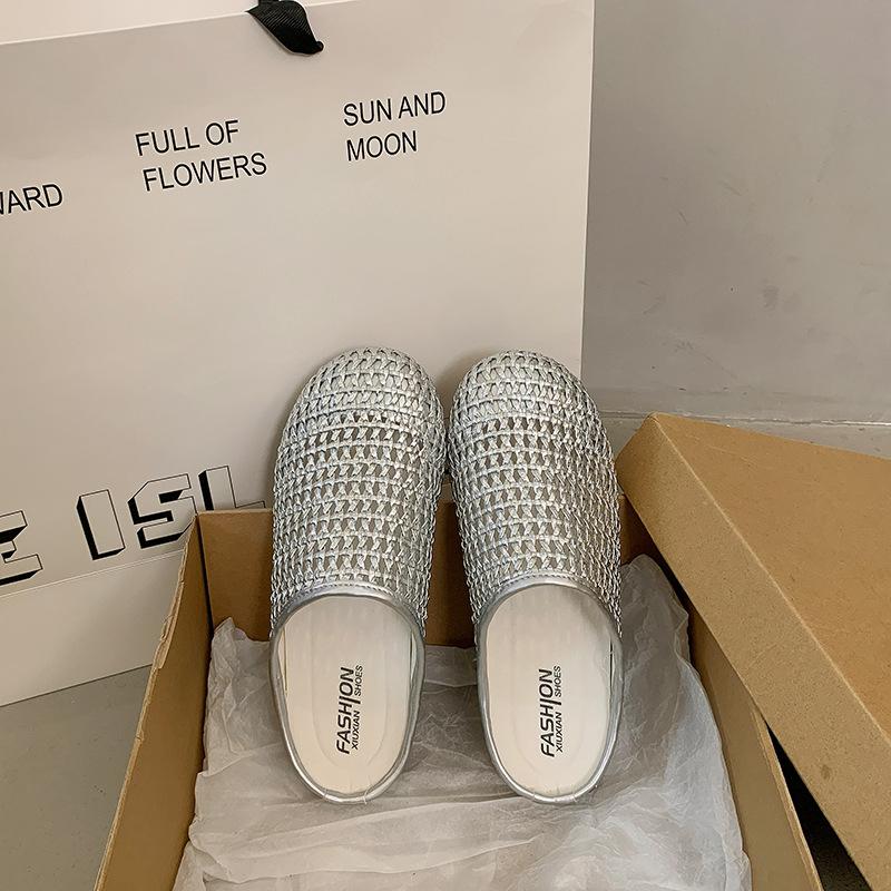 Retro Baotou Slippers Women's 2025 Spring Thick Bottom Hollow One Pedal Lazy Versatile Soft Bottom Casual Half-drag