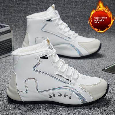 2025 Зимние спортивные туфли на толстой подошве Модные повседневные кожаные дышащие спортивные туфли с увеличением роста Зимние теплые и нюдовые ботинки