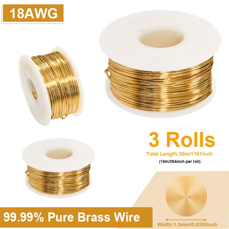 38AWG-18AWG латунная медная проволока 6/5/3 рулона гибкая металлическая скульптурная проволока для ювелирного дела, сантехнических и электрических соединений, механических компонентов,