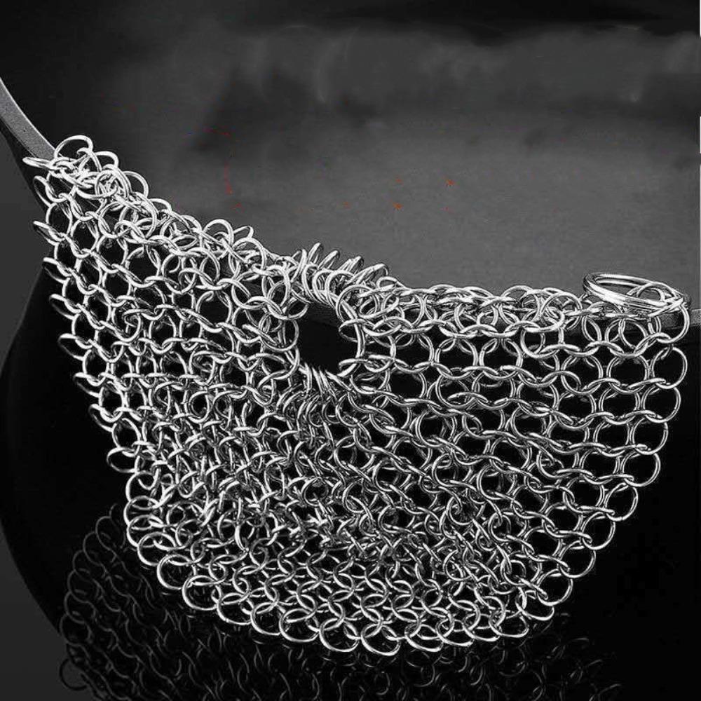 Reusable Chain Mail Scrubber with Hanging Ring Washing Net New Cast Iron Cleaner Clean Pot Pans