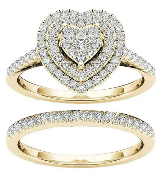 Hecheng Популярное модное кольцо Love из двух частей с бриллиантовым ореолом