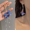 Butterfly Tassel Long Earrings for Women Crystal Zircon Pearls Jewelry Luxury Gifts