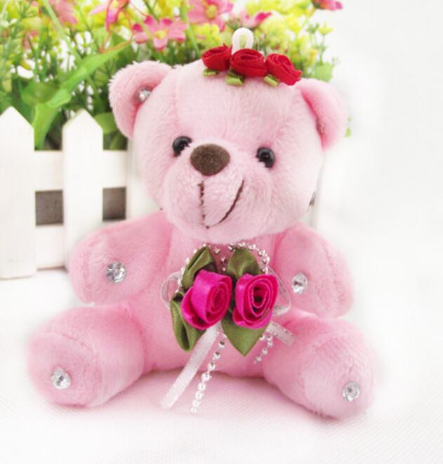 Медведь плюшевые игрушки маленькая подвеска свадебные медведи мягкая игрушка сделай сам мультфильм букет кукла для детей распродажа 10 см рождество