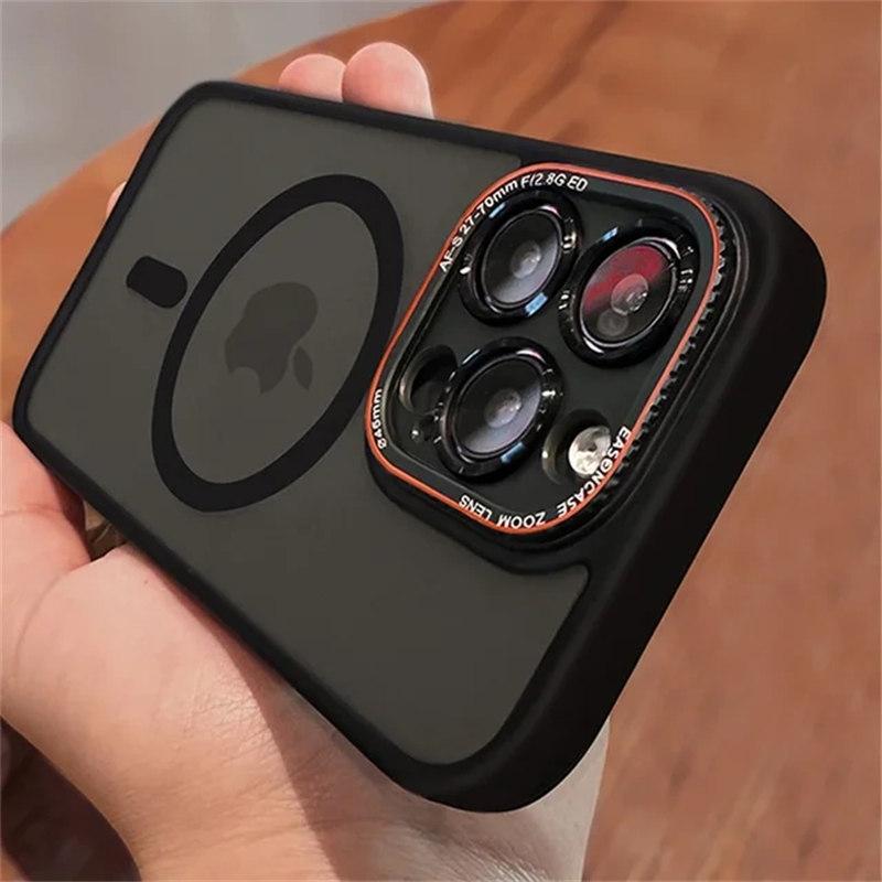Роскошный матовый бампер, магнитный прозрачный чехол для iPhone 15, 14, 13, 12 Pro Max Plus, Magsafe, полная защита объектива с беспроводной зарядкой