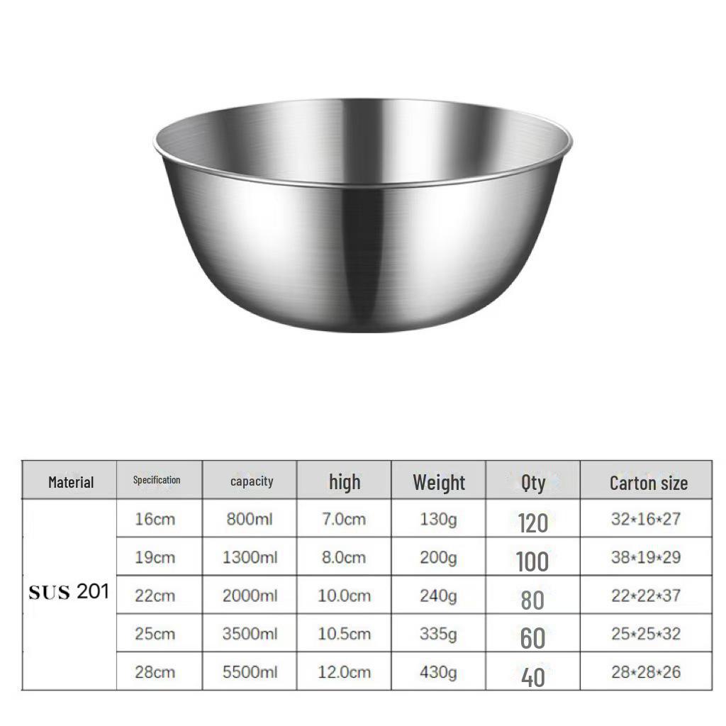 Салатница из нержавеющей стали для кухни: Идеально подходит для замешивания теста, смешивания яиц и выпечки с помощью весов с прямой кромкой.