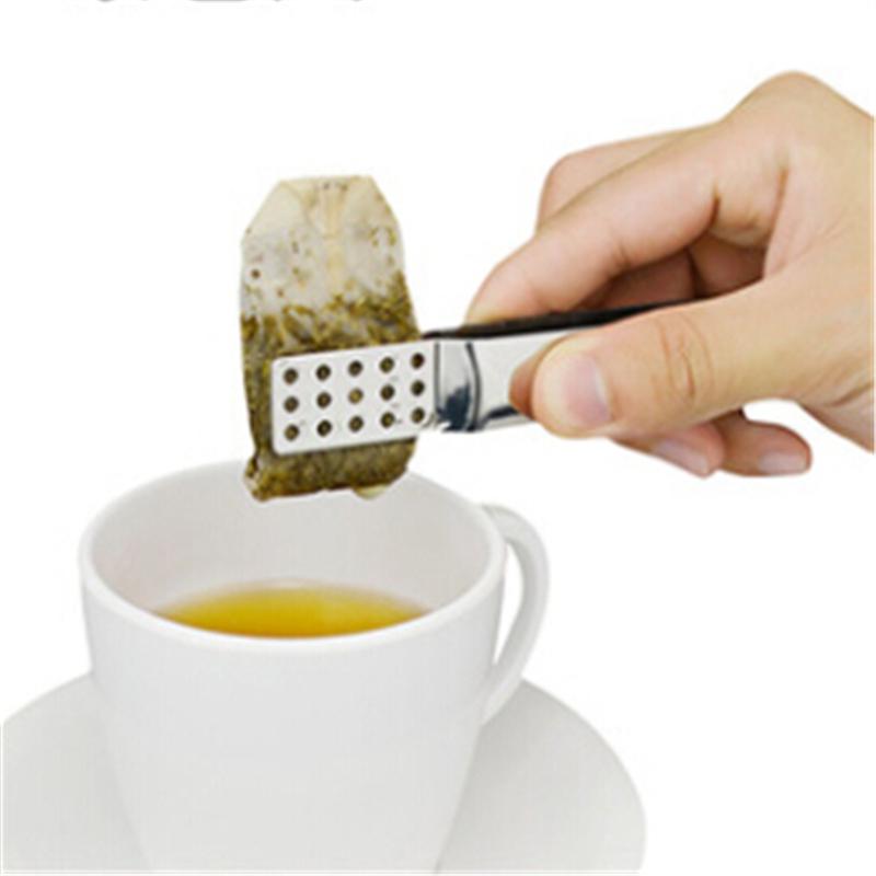 Stainless Steel Tea Bag Tongs Teabag Squeezer Strainer Ice Cube Mini Tongs
