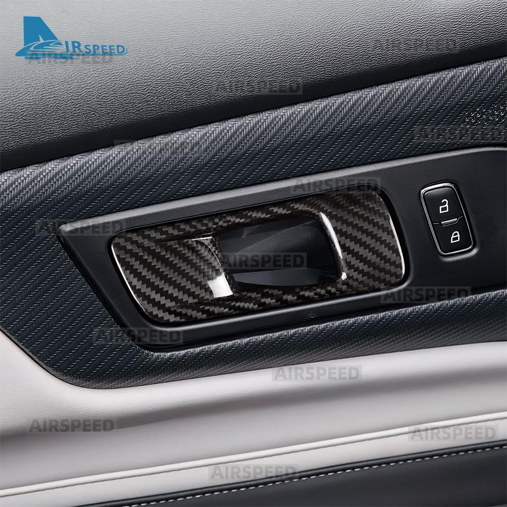 Real Dry Carbon Fiber Door Pull Handle Cover Trim for Ford Mustang 2015 2016 2017 2018 2019 2020 2021-2027 Interior Accessories