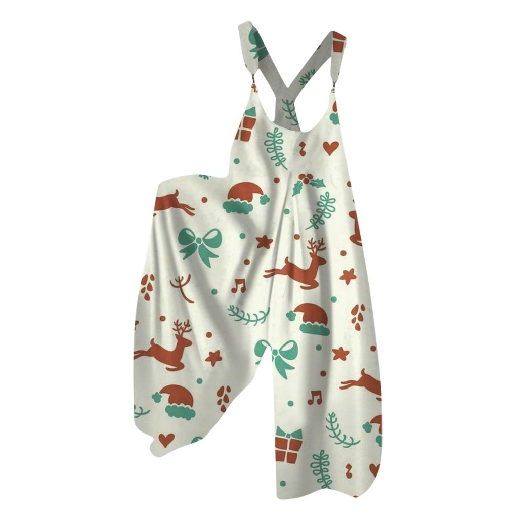 Женский летний комбинезон с рождественским принтом в винтажном стиле (Нерегулируемые ремни)