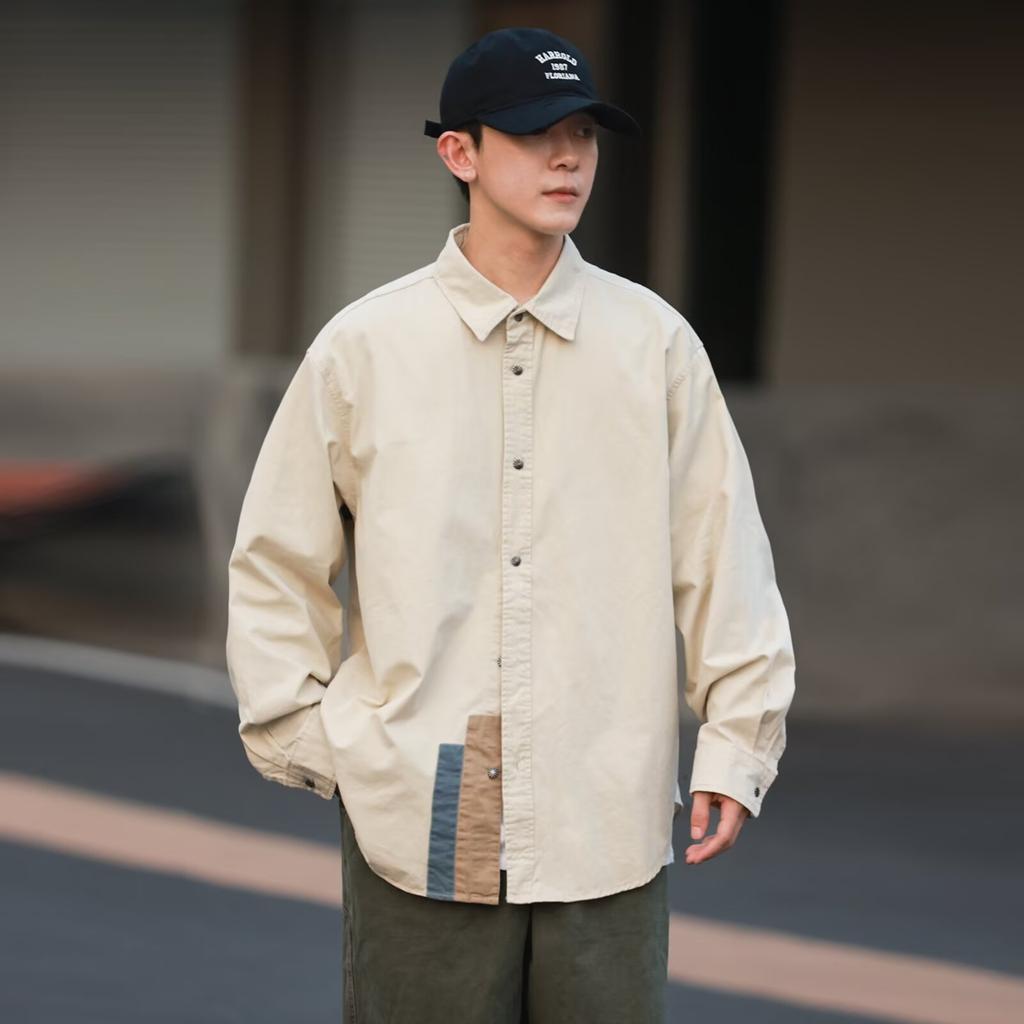 2024 Letter Long Sleeve Shirt Japanese Hong Kong Style Ins Loose Shirt Boys Summer Trendy Versatile Casual Coat