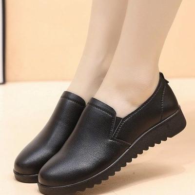 Старая пекинская рабочая обувь большого размера черные кожаные туфли плоская подошва одинарная обувь нескользящая мягкая подошва водонепроницаемая удобная универсальная