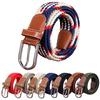 Men's Women's Canvas Plain Webbing Metal Buckle Woven Stretch Waist Belt Strap