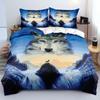 Foreat Snowy Wolf 3D Print Bedding Set Cozy Soft Duvet Cover King Queen Twin Size Birthday Gift for Boy Kid Adult Bedroom Decor