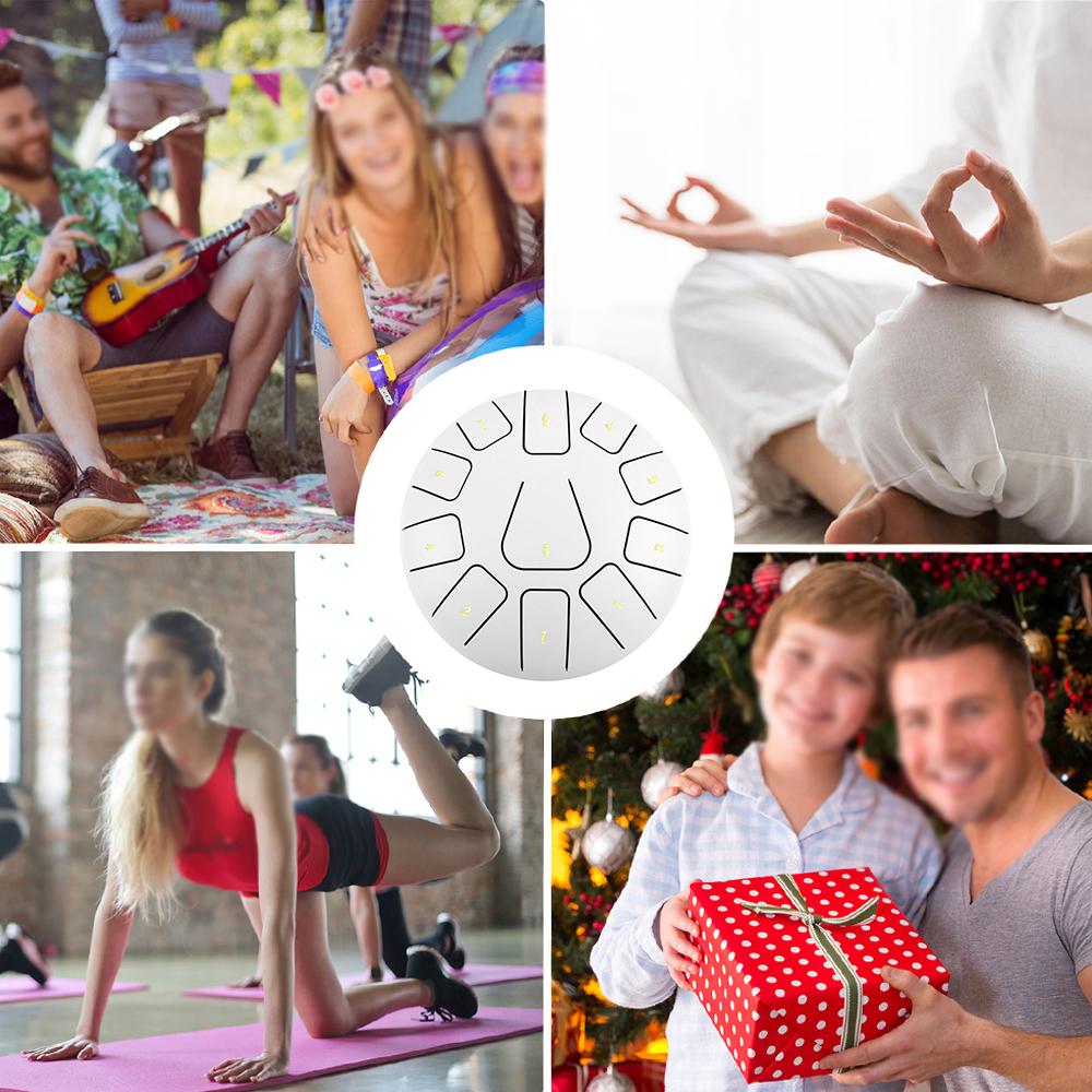 8-дюймовый стальной барабан для языка, 11 нот, хэндпан-барабан с барабанным молотком, перкуссия для ударных инструментов