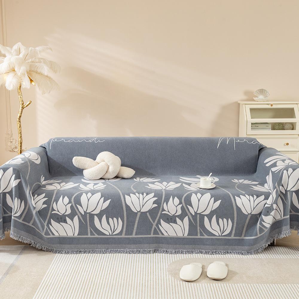 Sofa Cover Towel Ins Style Nordic Sofa Blanket Cover Towel All-Inclusive Lotus Double-Sided Sofa Cover Four Seasons Universal