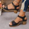 Fashion Retro Roman Style Casual Thick Heel Sandals for Women Summer 2025 New Open Toes Breathable Comfortable Fashion Beach Cool Pumps