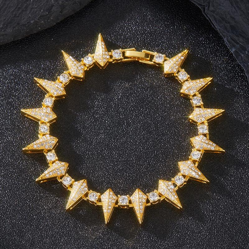 Fashion Geometric Spike Necklace Bracelet Punk Rock Style Men Women CZ Paved Jewelry Everyday Accessory