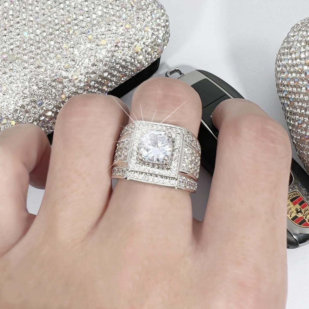 Серебряное кольцо S925, модное кольцо с бриллиантами, новое властное кольцо с бриллиантами из циркония, мужское кольцо с бриллиантами, роскошное кольцо с бриллиантами