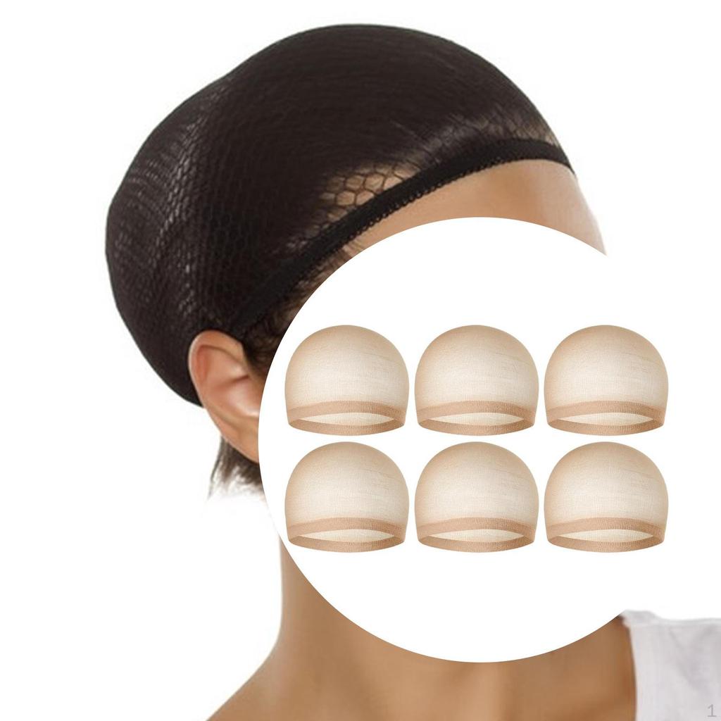 6 Pieces Wig Stocking Cap for Lace Front Wigs Elastic Breathable Headband Men & Women