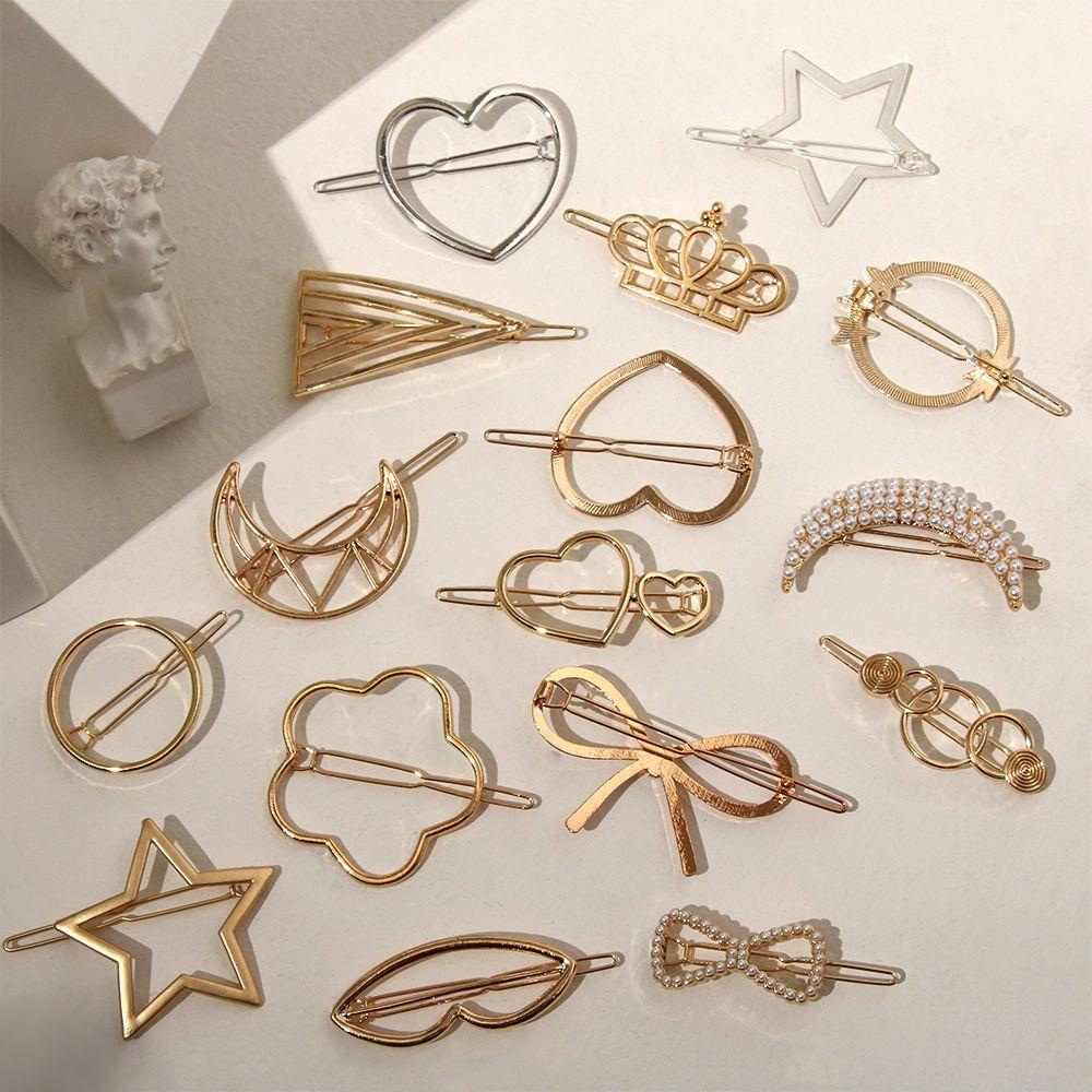 Hair Styling Barrettes Metal Hairclips Star Heart Hair Pins Knot Hair Clip Geometric Hairpins