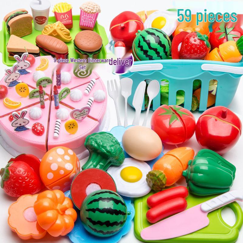 Fun Pretend Play Cut Toy Set - Kids Kitchen Vegetables & Fruits