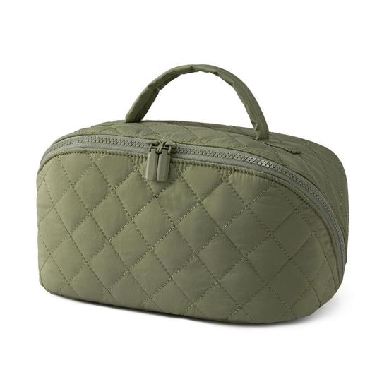 Женская дорожная косметичка, плоская, с несколькими карманами, водонепроницаемая стеганая сумка для туалетных принадлежностей для отпуска, для ежедневного использования