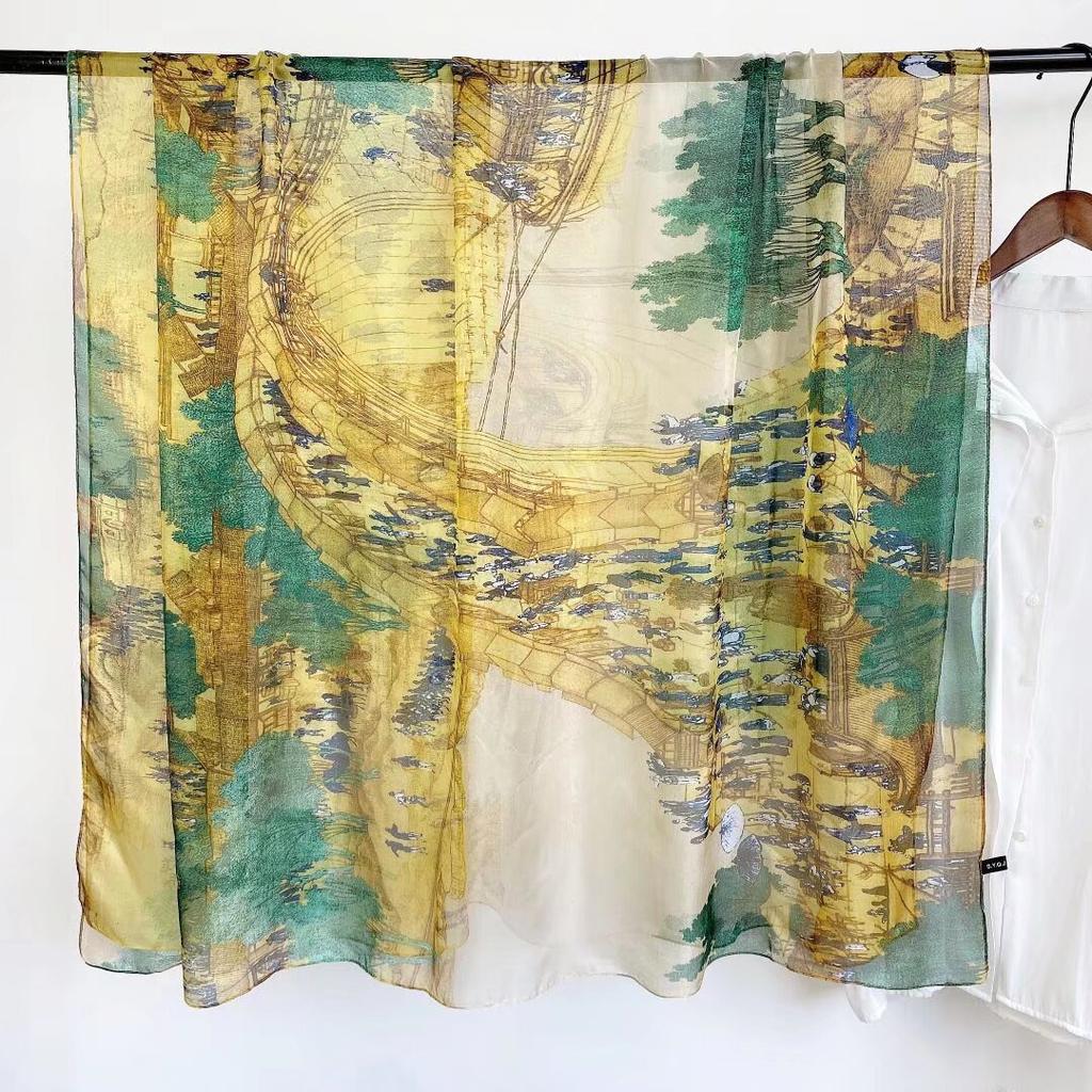 Women's Fashion Scarf Polyester Mature Style with Plant Pattern - Large Beach Shawl Wrap, Decorative Sun-Proof and Windproof