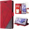 Case for Xiaomi Redmi Note 12 Pro Plus 5G - Red - Retro Leather Effect - Shockproof - 2 Tempered Glass