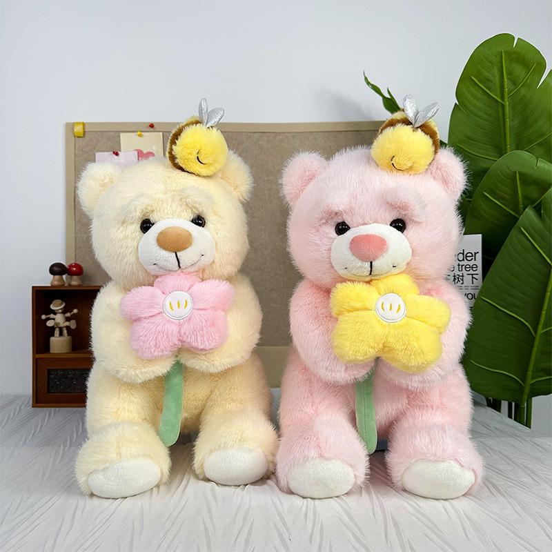 Новая милая плюшевая игрушка-медведь в виде цветка, розовая кукла-медведь, тряпичная кукла, спящая подушка-медведь