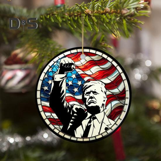 Рождественские украшения Трампа. Подвесное украшение на рождественскую елку в стиле Трампа. 2D акриловая подвеска для праздничного домашнего декора.
