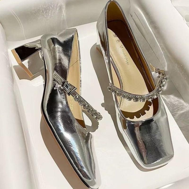 High Heels New High Quality Leather Business Shoes Silver Wedding Party Shoes Girls Luxury Shoes