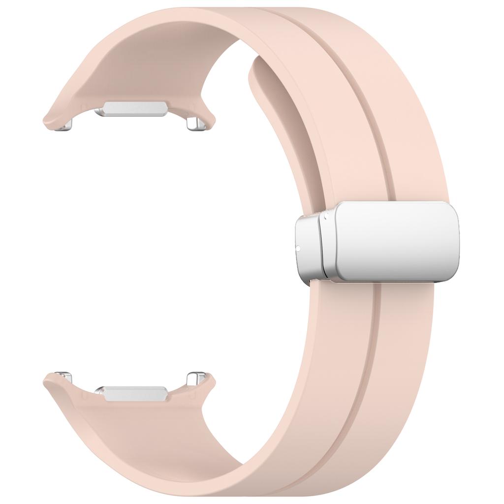 For Samsung Galaxy Watch Ultra 47mm Silicone Smartwatch Band Wrist Strap with Silver Magnetic Folding Buckle