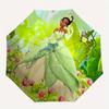 1pc Beautiful Princess Tiana Automatic Open/CloseUmbrella-CuteUmbrella with Cute Design, Portable 3-Fold Compact Umbrella for Men & Women, V