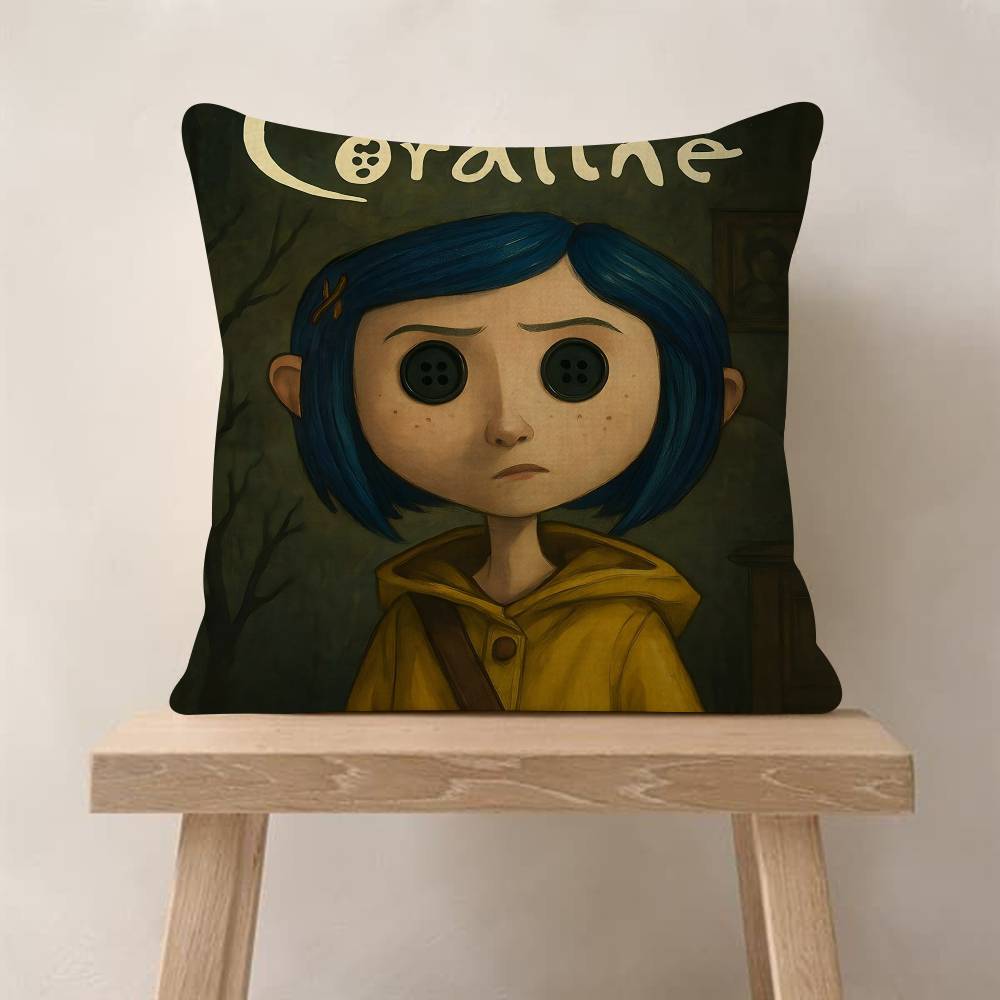 5D Anime CCoraline Cushion Cover Inches Farmhouse Decor Home Throw Pillow Covers For Couch Decorations