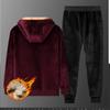 Зимние мужские комплекты, бархатный теплый толстый спортивный костюм, мужская флисовая повседневная куртка с капюшоном + брюки, 2 предмета