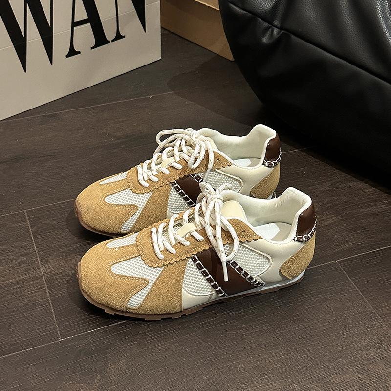 Универсальная повседневная обувь на доске, ретро цветовая гамма, женская летняя мода, круглый носок, сетчатая дышащая удобная легкая одинарная обувь