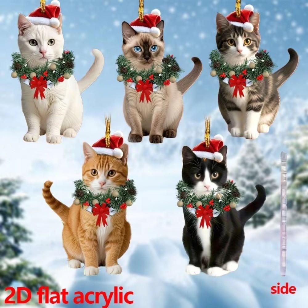 Animal-Themed Christmas Tree Ornaments 2D Flat Design 2D Animal Pendants for Gift Giving