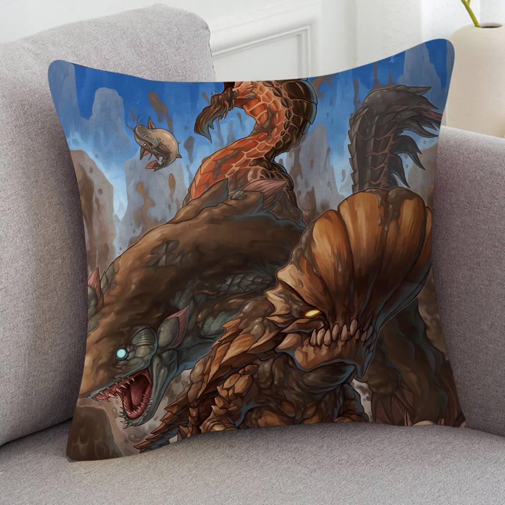ИГРА Monster Hunter Наволочки Мультяшные Декоративные для Дивана Домашние Двусторонние Короткий Плюш Милые Наволочки