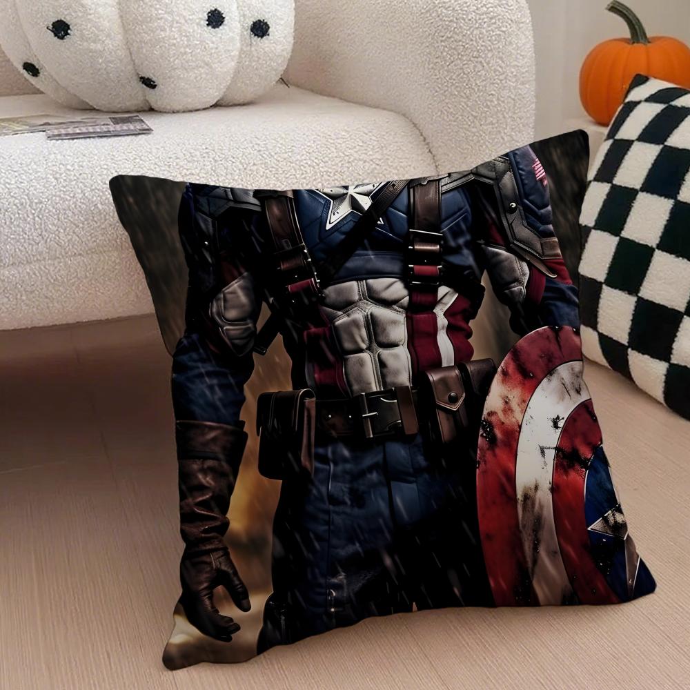 CCaptain America Cushion Cover Linen Pillow Case Soft Breathable Protective Couch Room Decoration
