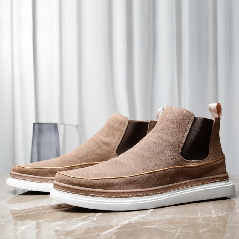 2025 прямая поставка зимние новые бархатные ботинки челси мужские кожаные короткие ботинки британские матовые ботинки мартин